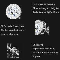 Pendientes de Moissanita en Plata Esterlina Clásica para Mujeres con Pequeño Disco Redondo y Cúbico Zirconia Joyería Fina de Moda - details 3