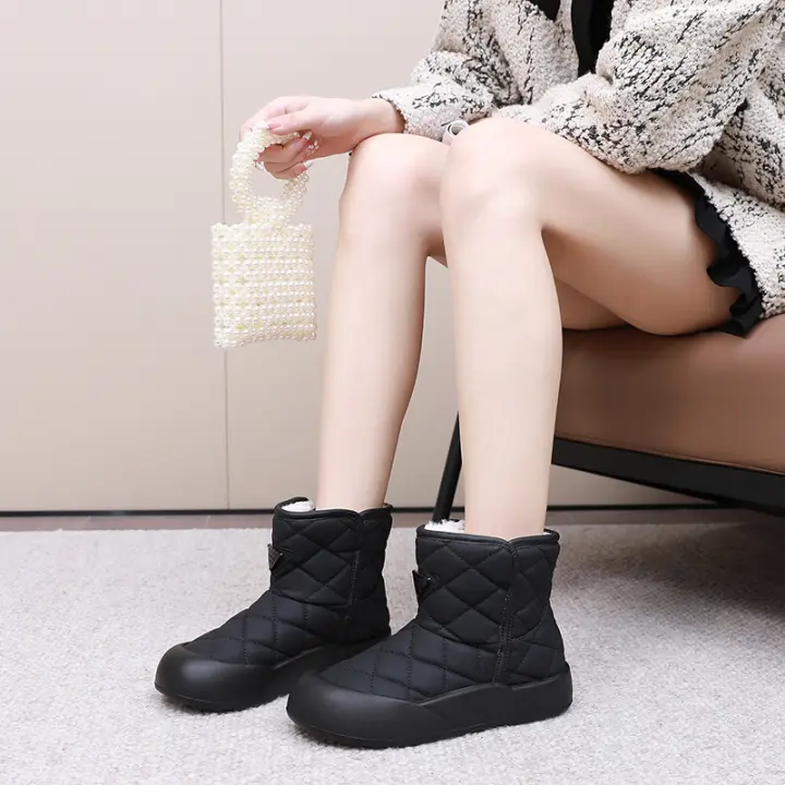 Nuevas botas de nieve de suela gruesa que realzan los zapatos calientes engrosados ​​de terciopelo versátil casual - 1
