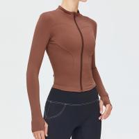 Top de Yoga de manga larga para mujer, chaqueta deportiva ajustada con cuello levantado para entrenamiento para correr, chaqueta deportiva para exteriores - details 6