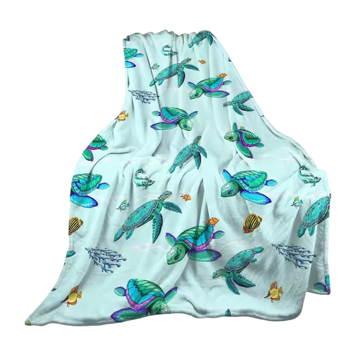 Manta de tortugas marinas, manta polar de franela, manta ligera y acogedora de felpa para dormitorio, salas de estar, sofá - 1