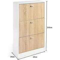 Mínimalista Diseño de Puerta Oscilobatiente 6 Baldas para 28 Zapatos Estructura Blanco/Taupe - details 2