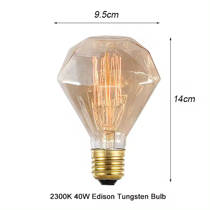 Bombillas incandescentes Vintage Edison G95, Bombilla de diamante, ardilla, corazón de cinco estrellas, espiral, filamento de 40W - 1