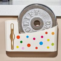 Soporte para bolsa de basura montado en la pared, estante de almacenamiento para bolsas de comestibles colgante para el hogar, dispensador de bolsas de basura sin perforaciones de gran capacidad - details 9