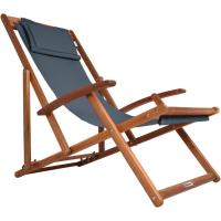 Tumbona plegable de madera de acacia, carga 160 kg, silla de jardín/playa, transpirable, ajustable, roja. - details 9