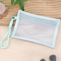 Bolsa de maquillaje de nailon con asa, bolsa de cosméticos de malla ligera transparente, monedero, bolsa de maquillaje portátil reutilizable, lápiz labial - details 5