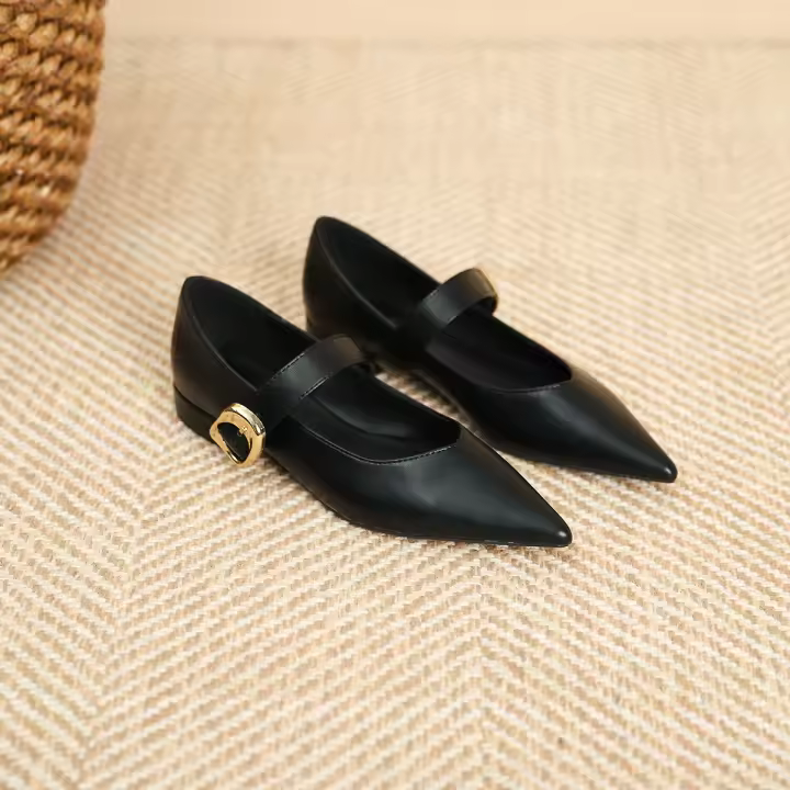 Nuevos zapatos Xiaoxiangfeng con suela puntiaguda y hebilla de una palabra - 1
