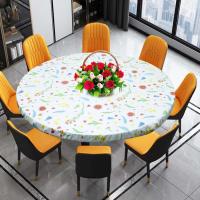 Cubierta impermeable de plástico con bordes elásticos, mantel ajustado de vinilo con respaldo de franela, mantel redondo para interiores y exteriores - details 5