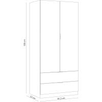 Armario de 2 Puertas y 2 Cajones Acabado en Blanco Artik Medidas: 81 cm (Ancho) x 180 cm (Alto) x 52 cm (Fondo) - details 2