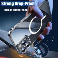 Funda de Aluminio Transparente Magnética HD para iPhone 12 13 14 15 Pro Max con Protector de Lente y Carcasa de Metal Anti Huellas de Dedos Diseño Geométrico de Película - details 1