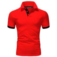 Polo de manga corta ajustado para hombre, camisa de cuello suave y sólido, trabajo, Golf, senderismo, informal, azul marino/blanco - details 22