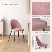 Pack de 4 Sillas de Comedor Modernas Sillas de Cocina Tapizada en Terciopelo con Respaldo Alto y Patas de Acero para Sala de Estar 50x52x83 cm - details 4