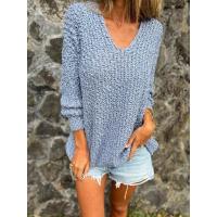 Suéteres de cuello en v para mujer, tops de punto informales - details 2