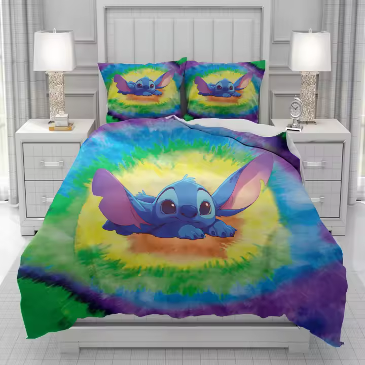 Lilo & Stitch divertida funda nórdica hombres mujeres/niños niño impresión juego de cama de dibujos animados edredón cama suave - 1