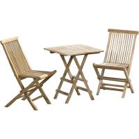 Conjunto de asientos de jardín de tres piezas de madera de teca, silla plegable y mesa plegable cuadrada de aproximadamente 40 x 60 cm - details 0