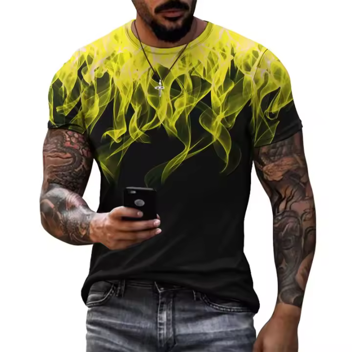Camisetas con estampado de llama y personalidad para hombre, camisetas deportivas informales, camisetas de manga corta con estampado de ocio en 3D, moda de verano - 1