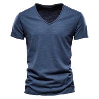 Camiseta de algodón para hombre, camisetas sólidas ajustadas con diseño de moda con cuello en V, camisetas para hombre, camisetas de manga corta para hombre - details 12