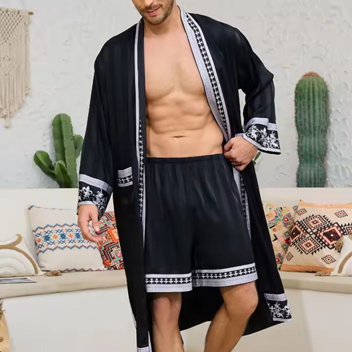 Boque vestido de noche de seda satinada ca traje de baño para hombre - 1