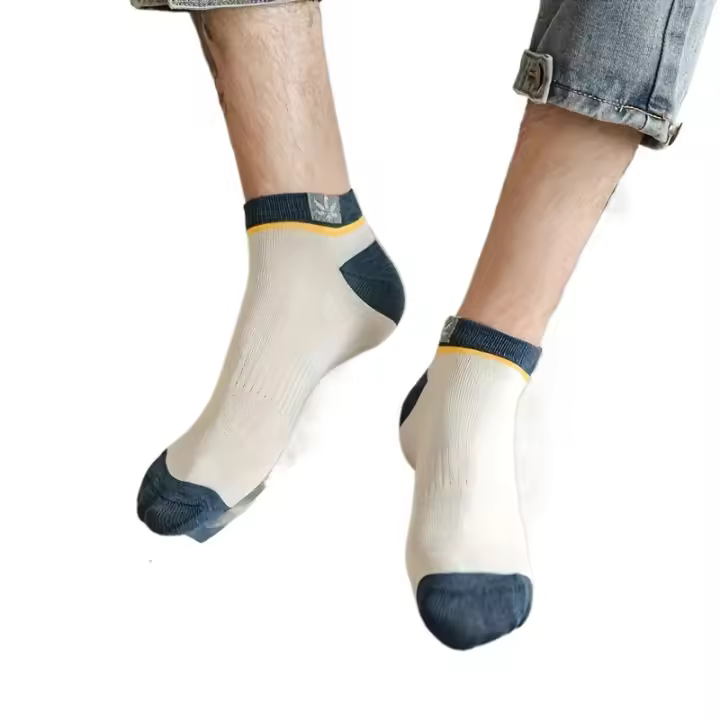 10 Pares de Calcetines Liner de Bloques de Color de Moda para Hombre, Cómodos, Transpirables y Elásticos, Anti Olor, Suaves, Casuales, Primavera y Verano - 1