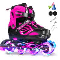 Patines en Línea Luminosos Ajustables Azul Rosa - details 2