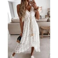 Vestido tobillero con tirantes, falda larga de color puro, columpio grande, exportación europea y americana, principios de otoño, nuevo, 2024 - details 8