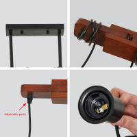 Goeco Lámpara de Techo Colgante - Lámparas de Araña de Madera con Alambre Ajustable de Estilo Vintage 53*137CM Iluminación Eficiente con Lámina Lacada y Bombilla E27 - details 1