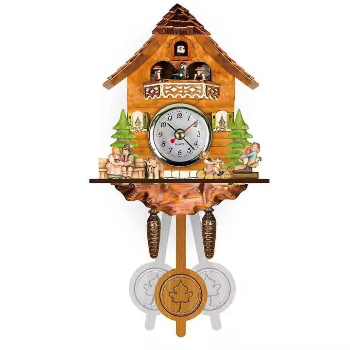 Reloj de cuco de bosque negro alemán, reloj de pared de cuco de madera de estilo nórdico Retro - 1