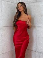 Tossy mujer elegante fiesta moda delgada caliente espalda descubierta Halter vestidos trajes satén para mujer vestido Maxi vestido de noche - details 15