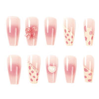 Uñas postizas sólidas y a prueba de astillas con patrón de puntos rosas para uso diario por parte de esteticistas - details 3