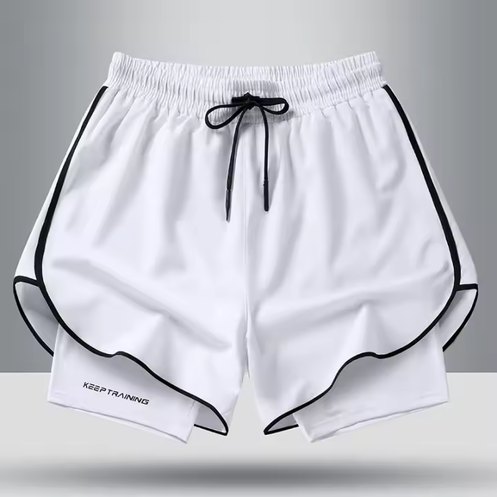 Pantalón corto deportivo 2 en 1 para hombre para correr rápido, gimnasio con bolsillos - 1