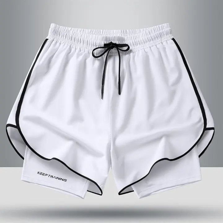 Pantalones cortos deportivos 2 en 1 para hombre para correr rápido, gimnasio con bolsillos - 1
