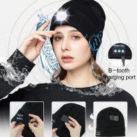 Gorro de música Compatible con Bluetooth V5.0 para hombres y mujeres gorro recargable con 3 modos de luz LED tejido de punto cálido regalo de Navidad de invierno - details 2