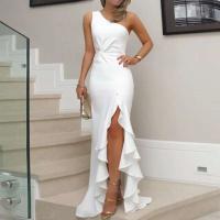 Vestidos largos con volantes irregulares para mujer, sin mangas, Color sólido, elegante, para fiesta de noche y graduación, Vestido de moda - details 5