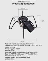 Wellhike Black Spider Villa con tarjeta plegable, utensilios de cocina para acampar, estufa de barbacoa, estufa de gas - details 8
