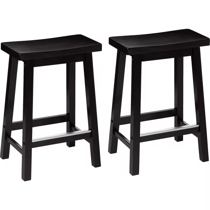 maciza, taburete de bar corto, silla de comedor, fácil montaje, moderno, 61 cm de alto, Negro - 1