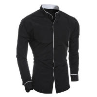 Camisa De Manga Larga Para Hombre Estilo Coreano Slim Fit Color Sólido Casual Primavera Y Otoño Cierre Único Poliéster - details 2
