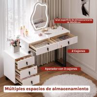 Maquillaje de Alto Brillo con Encimera 2 Cajones y 1 Cómodo Mara y Metal Mueble de Dormitorio Morno - details 3