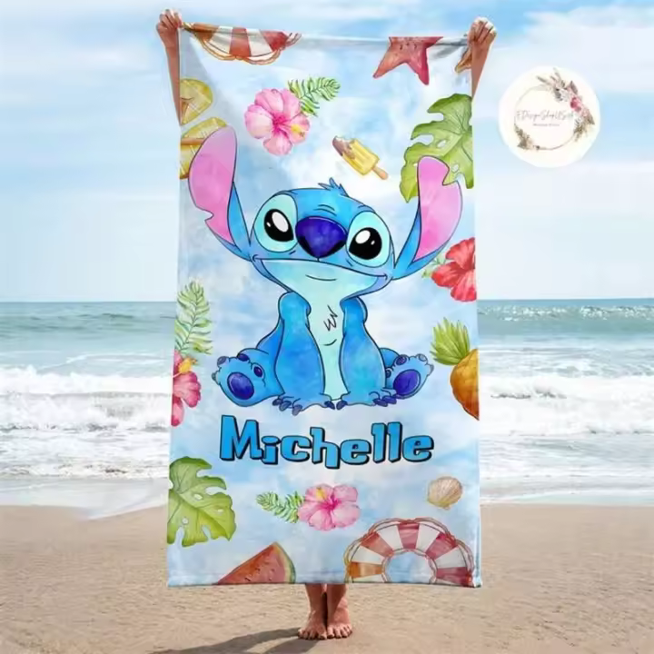 Nombre personalizado Acuarela Personalizado Lilo & Baby Toalla Baño Piscina Playa Viaje Verano - 1