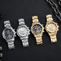Alta calidad hombres oro reloj de acero inoxidable 2024 nuevo negocio analógico moda casual deportes caliente informe - details 4