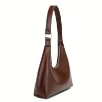 Bolso de hombro de media luna para mujer - Bolso retro para axila con cierre de cremallera, bolso de mano de cuero de grano superior de gran capacidad para desplazamientos y viajes, bolso de mano versátil en café, marrón claro, blanco, rosa, negro - details 3