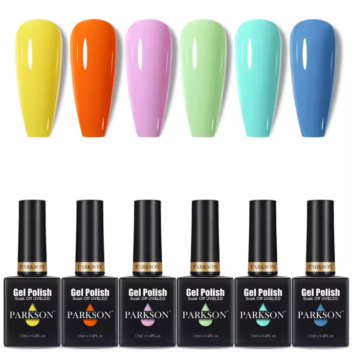 Parkson-Juego de 6 esmaltes en Gel para manicura, barniz semipermanente UV Gellak para diseño artístico de uñas, Color Nude Glitter, Soak Off - 1