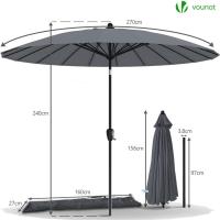 Sombrilla de Playa Grande Parasol Inclinable con Manivela Protección UV para Patio, Jardín, Piscina, Exterior Gris - details 19
