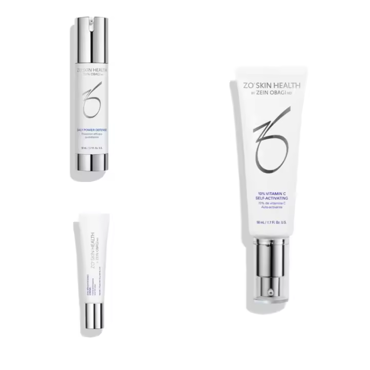 ZO SKIN Daily Power Defense 50ml + 10% Vitamina C Autoactivante 50ml + Crema iluminadora de ojos 15ml Set de tres piezas - 1