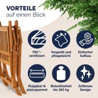 Conjunto de 2 Sillas de Jardín Plegables de Madera de Acacia Certificadas para Balcón, Jardín o Terraza - details 9
