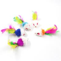 Juguete para gato, ratón de peluche, plumas coloridas, juguete para gato, sonido de felpa, ratón grande, gato, juguete auto-hi - details 0
