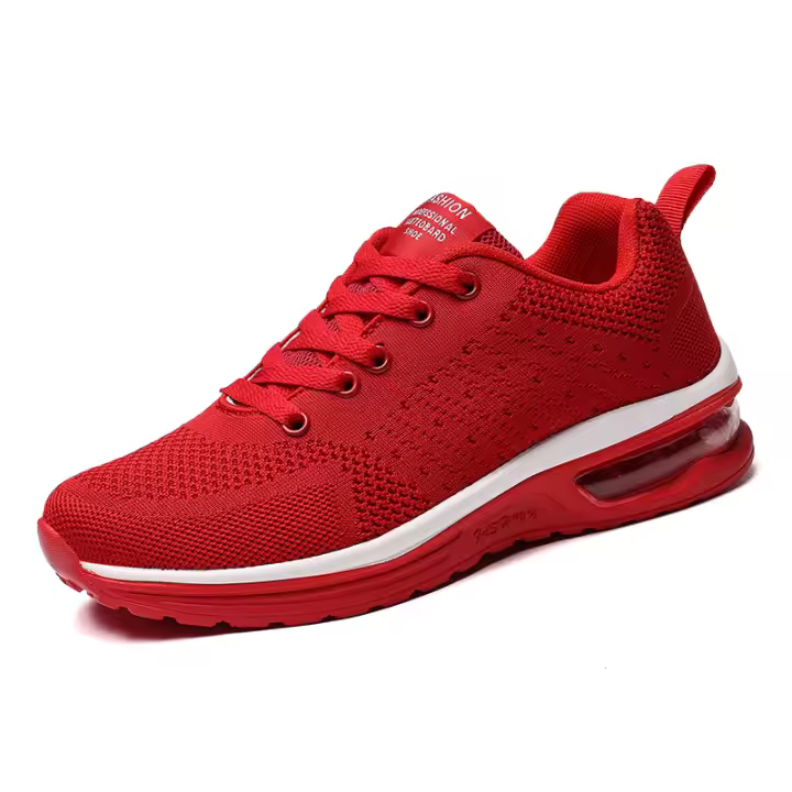Zapatillas de correr con cámara de aire para hombre y mujer, zapatos informales a la moda, color rojo, para caminar al aire libre y gimnasio - 1