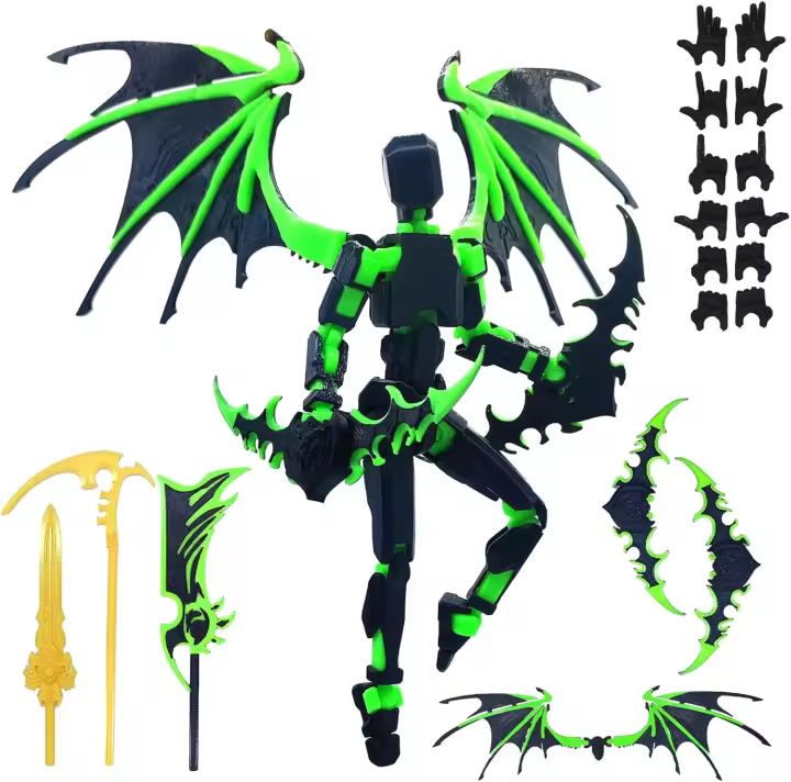Juego de figuras de acción T13 (ensamblaje completado), 2 piezas Death Titan 13 Impreso en 3D Dummy Robo 13 Adornos Arma Actualización Robot Decoración de escritorio para decoraciones de escritorio Regalos (verde + rojo) - 1