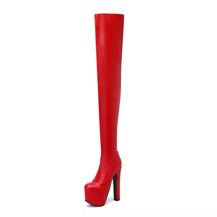 Botas Largas de Cuello Alto para Mujer Zapatos de Tacón Alto, Impermeables, Lining de Cuero Sintético, Cierre Lateral - 1