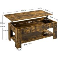 Mesa de Café Elevable y Extensible con Revistero 98x50x(41,8-56) cm Mueble para Sala de Estar y Comedor - details 20