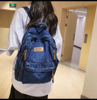 Nueva moda simple tendencia mochila de gran capacidad bolsa de mezclilla duradera universidad escuela secundaria junior escuela secundaria bolsa de estudiante - details 29
