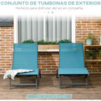 Pack de 2 Hamacas de Jardín Exterior Reclinables de Aluminio con Resalto Ajustable de 5 Niveles y Ruedas Ideal para Playa Piscina 165x66x102 cm Gris Oscuro - details 21